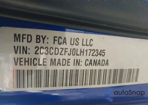 2020 Dodge Challenger R/T Scat Pack from USA, damaged, VIN 2C3CDZFJ0LH172345